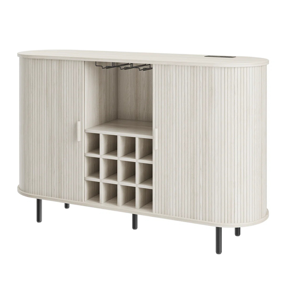 54.6'' Modern Bar Cabinet With Adjustable Shelves & RGB Lights