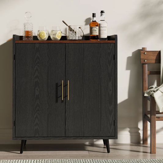 31.5'' W×19'' D Mid-Century Style Home Bar Cabinet With Doors