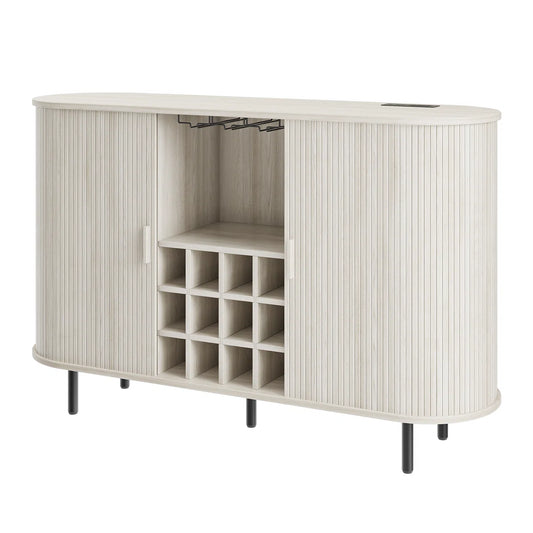 54.6'' Modern Bar Cabinet With Adjustable Shelves & RGB Lights