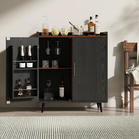 31.5'' W×19'' D Mid-Century Style Home Bar Cabinet With Doors